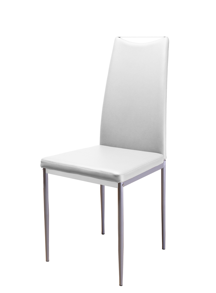 FLATMATE 01 chair Alu shiny silver Artificial leather white B 42, H 100, T 51,5 cm